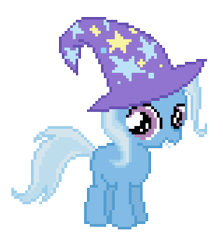Size: 876x982 | Tagged: safe, artist:pixel, clothes, digital art, drawthread, female, filly, filly trixie, foal, g4, grin, hat, imported from derpibooru, pixel art, pony, simple background, smiling, solo, transparent background, trixie, trixie's hat, younger