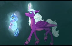 Size: 824x529 | Tagged: safe, artist:ponydevilgirl, alicorn, duo, female, filly, filly misty brightdawn, foal, g5, horn, imported from derpibooru, mare, misty brightdawn, opaline arcana, pony, unicorn, younger