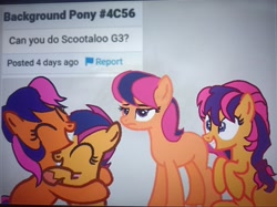 Size: 3603x2695 | Tagged: safe, artist:oumirot, series:oumirot series too many ponies, earth pony, female, filly, foal, g3, g3 to g4, g3.5, g3.5 to g4, g4, generation leap, imported from derpibooru, photo, picture of a screen, pony, scootaloo (g3)