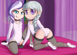 Size: 2800x2000 | Tagged: explicit, artist:fearingfun, diamond tiara, silver spoon, ballet, ballet slippers, banned from derpibooru, cameltoe, clothes, female, females only, gloves, human, human coloration, humanized, imported from twibooru, leotard, lolicon, socks, thigh highs, underage
