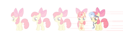 Size: 1000x299 | Tagged: safe, artist:robin mitchell, apple bloom, concept art, earth pony, female, filly, foal, g4, imported from derpibooru, my little pony: friendship is magic, official, production art, simple background, stare master, stethoscope, turnaround, white background