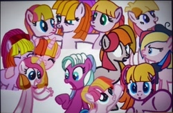 Size: 3851x2513 | Tagged: safe, artist:oumirot, series:oumirot series too many ponies, beta toola-roola, cute, earth pony, female, filly, foal, g3, g3 to g4, g3.5, g3.5 to g4, g4, generation leap, horn, imported from derpibooru, mare, photo, picture of a screen, pony, roolabetes, toola roola, toola-roola, toolabetes, unicorn, unicorn toola-roola