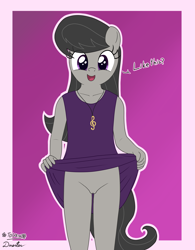 Size: 2861x3665 | Tagged: explicit, artist:tolpain, anthro, banned from derpibooru, bottomless, casual nudity, clothes, cute, cute porn, imported from twibooru, lolicon, looking at you, nudity, octavia melody, partial nudity, tavibetes, underage, vulva, young, younger