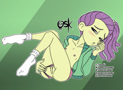 Size: 1895x1386 | Tagged: explicit, artist:oldskullkid, banned from derpibooru, cameltoe, child, clothes, equestria girls, female, human, imported from twibooru, lily pad (equestria girls), lilybutt, lolicon, panties, panties aside, partial nudity, solo, solo female, topless, underage, underwear, young