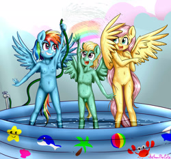 Size: 2497x2327 | Tagged: explicit, artist:anibaruthecat, fluttershy, rainbow dash, anthro, banned from derpibooru, breasts, casual nudity, delicious flat chest, imported from twibooru, lolicon, nudity, partial nudity, pegasus, penis, pool party, practitioner of naturism, shotacon, skinny dipping, small penis, underage, wet, wings, young, younger, zephyr breeze