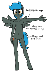 Size: 665x984 | Tagged: explicit, artist:whatsapokemon, oc, oc:jade shine, anthro, anthro oc, banned from derpibooru, breasts, casual nudity, complete nudity, delicious flat chest, imported from twibooru, lolicon, looking at you, nipples, nudity, oc only, pegasus, pegasus oc, underage, vulva, wings, young, younger