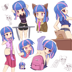 Size: 3200x3200 | Tagged: explicit, artist:an-m, ahegao, ass, backpack, banned from derpibooru, blushing, butt, censored, clothes, daisy dukes, feet, female, filly, food, human, human coloration, humanized, ice cream, imported from twibooru, jacket, lolicon, looking at you, nudity, open mouth, panties, panties pulled down, phallic shadow, pony, scarf, shorts, skirt, socks, tongue out, underage, underwear, wind sprint