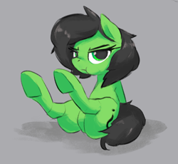 Size: 2107x1941 | Tagged: safe, artist:bagegale, oc, oc:filly anon, :t, earth pony, featureless crotch, female, filly, foal, imported from derpibooru, looking at you, oc only, pony, simple background, sitting, solo, underhoof