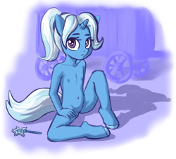Size: 850x769 | Tagged: explicit, artist:crade, anthro, banned from derpibooru, breasts, delicious flat chest, imported from twibooru, lolicon, looking at you, nipples, nudity, partial nudity, trixie, underage, vulva, young