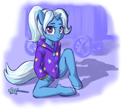 Size: 850x769 | Tagged: suggestive, artist:crade, anthro, banned from derpibooru, clothes, female, hooves, imported from twibooru, jacket, lolicon, looking at you, trixie, underage, young, younger