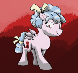 Size: 770x720 | Tagged: safe, artist:tranzilla, bow, cozy glow, female, filly, foal, g4, hair bow, imported from derpibooru, looking at you, pegasus, pony, smiling, solo, spread wings, tail, tail bow, wings