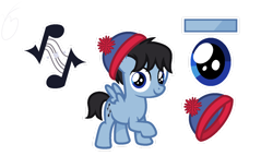 Size: 1280x787 | Tagged: safe, artist:mfmcares, 2023, beanie, colt, foal, hat, imported from derpibooru, looking at you, male, music notes, outline, pegasus, ponified, pony, raised hoof, reference sheet, simple background, smiling, smiling at you, solo, south park, stan marsh, transparent background