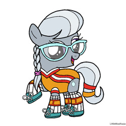 Size: 720x720 | Tagged: safe, artist:littlemissrissie, silver spoon, clothes, earth pony, female, filly, foal, g4, imported from derpibooru, leotard, pony, simple background, solo, sporty style, white background