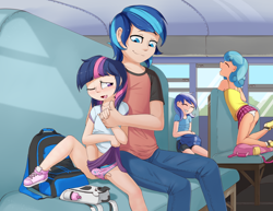 Size: 1456x1125 | Tagged: explicit, artist:fearingfun, shining armor, twilight sparkle, age difference, backpack, bag, banned from derpibooru, blushing, braces, brother and sister, clothes, exhibitionism, female, fingering, holding hands, human, human coloration, humanized, imported from twibooru, incest, lolicon, male, minuette, panties, pants, public sex, school bus, sex, shiningsparkle, shipping, siblings, skirt, smiling, spread legs, spreading, stealth sex, straight, thrill of almost being caught, twicest, underage, underwear, upskirt