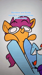 Size: 720x1280 | Tagged: safe, artist:crookedbeetles, rainbow dash, scootaloo, animated, clothes, eye clipping through hair, eyebrows, eyebrows visible through hair, female, filly, foal, g4, holding a pony, imported from derpibooru, lightning dust, mare, my little pony: friendship is magic, pegasus, pony, sad, sound, the washouts (episode), trio, uniform, washouts uniform, webm