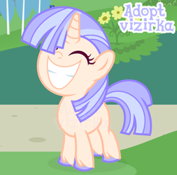 Size: 1280x1266 | Tagged: safe, artist:vi45, oc, eyes closed, female, filly, foal, horn, imported from derpibooru, oc only, outdoors, pony, quadrupedal, solo, unicorn, unshorn fetlocks