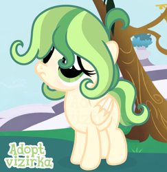 Size: 1280x1318 | Tagged: safe, artist:vi45, oc, base used, female, filly, foal, imported from derpibooru, oc only, outdoors, pegasus, pony, quadrupedal, sad, solo