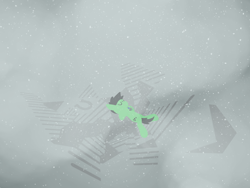 Size: 1600x1200 | Tagged: safe, oc, oc:colt anon, anonymous artist, collision, colt, destruction, earth pony, eyes closed, falling, foal, fog, g4, grab, imported from derpibooru, joy boy, lineless, male, oc only, pony, snow, solo, vent