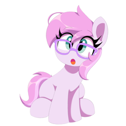 Size: 2000x2000 | Tagged: safe, artist:spoonie, :o, earth pony, female, filly, foal, g4, glasses, imported from derpibooru, open mouth, piña colada, solo