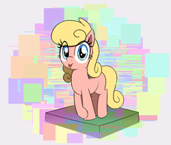 Size: 651x553 | Tagged: safe, artist:truthormare, oc, oc:swelly swirl, :p, abstract background, eye clipping through hair, female, filly, foal, imported from derpibooru, looking at you, oc only, pony, smiling, smiling at you, solo, tongue out