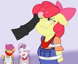 Size: 1200x979 | Tagged: explicit, grimdark, artist:eccentricpone, artist:ryuseihikari, apple bloom, scootaloo, sweetie belle, anthro, banned from derpibooru, big mcintosh, bondage, crying, cum, cutie mark crusaders, facial, imported from twibooru, incest, lolicon, rape, sex, underage