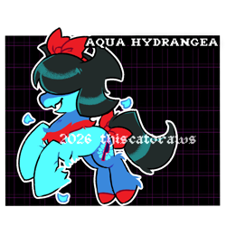 Size: 2048x2048 | Tagged: safe, artist:thiscatdraws, aqua (deltarune), earth pony, female, filly, foal, hair over eyes, imported from derpibooru, solo