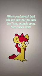 Size: 720x1280 | Tagged: safe, artist:crookedbeetles, apple bloom, animated, apple bloom's bow, bipedal, bow, dancing, earth pony, eyebrows, eyebrows visible through hair, female, filly, foal, g4, hair bow, implied death, imported from derpibooru, orphan, pony, smiling, solo, sound, webm