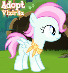 Size: 1280x1379 | Tagged: safe, artist:vi45, oc, adoptable, coat markings, female, filly, foal, imported from derpibooru, oc only, outdoors, pegasus, pony, quadrupedal, socks (coat markings), solo, spread wings, watermark, wings