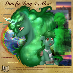 Size: 2048x2048 | Tagged: safe, artist:luminous moss, oc, oc:lonely day, alicorn, alicorn oc, braid, colored pupils, earth pony, female, filly, foal, horn, imported from derpibooru, magic, mare, oc only, ponies after people, pony, solo, wings