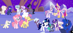 Size: 1280x588 | Tagged: safe, artist:moonlightmelodyyt, princess flurry heart, princess luna, oc, oc:angelicka akira lilly, oc:angelina, oc:angelo, oc:asttele mitsuki moonlight yukinnah melody, oc:cotton candy sprinkles, oc:crystal light, oc:daku kurayami, oc:diamond heart, oc:elizia precious, oc:nova heart skylight, oc:skye line, oc:sora haruki, oc:yoru kuragari, alicorn, colt, earth pony, female, filly, foal, g4, horn, hybrid, imported from derpibooru, interspecies offspring, li'l cheese, male, mare, offspring, older, older flurry heart, older li'l cheese, parent:cheese sandwich, parent:cloudchaser, parent:discord, parent:fancypants, parent:flash sentry, parent:fluttershy, parent:king sombra, parent:pinkie pie, parent:princess cadance, parent:princess luna, parent:rarity, parent:shining armor, parent:thunderlane, parent:twilight sparkle, parents:cheesepie, parents:discoshy, parents:flashlight, parents:lumbra, parents:raripants, parents:shiningcadance, parents:thunderchaser, pegasus, pony, princess cadance, stallion, teenager, unicorn