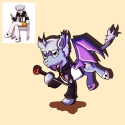 Size: 2048x2048 | Tagged: safe, artist:unfandekirby, alicorn, bat pony, colt, dark (hclw), foal, hardcore leveling warrior, imported from derpibooru, male, ponified, pony, staff, webtoon