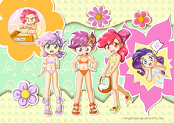 Size: 1299x917 | Tagged: suggestive, artist:nancysauria, apple bloom, babs seed, rarity, scootaloo, sweetie belle, banned from derpibooru, bra, clothes, cutie mark crusaders, edit, female, human, humanized, imported from twibooru, lolicon, panties, underage, underwear, underwear edit