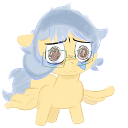 Size: 2000x2000 | Tagged: safe, artist:toocrunchy, oc, oc:crunch numbers, colt, crying, foal, imported from derpibooru, male, oc only, pegasus, pegasus oc, pony, sad, simple background, solo, white background, wings