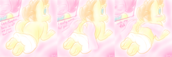 Size: 2301x762 | Tagged: explicit, artist:lamia, pinkie pie, anthro, babycon, bad touch, banned from derpibooru, blushing, butt grab, butt touch, dialogue, female, grope, implied futa, imported from twibooru, lesbian, lolicon, molestation, nudity, personal space invasion, pumpkin cake, pumpkin pie (ship), shipping, underage, unguligrade anthro, vagina