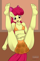 Size: 1320x1980 | Tagged: questionable, artist:kloudmutt, apple bloom, anthro, banned from derpibooru, blushing, clothes, feet, female, fetish, imported from twibooru, lolicon, panties, pantypoop, plantigrade anthro, poop, scat, solo, solo female, underage, underwear