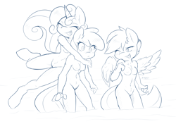 Size: 4872x3424 | Tagged: explicit, artist:ambris, apple bloom, scootaloo, sweetie belle, anthro, banned from derpibooru, belly button, breasts, casual nudity, cutie mark crusaders, delicious flat chest, female, flatie belle, imported from twibooru, lolicon, nudity, older, scootaflat, underage, unguligrade anthro, vulva