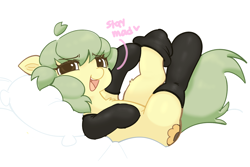 Size: 3557x2369 | Tagged: safe, artist:mushy, oc, oc:pea, clothes, earth pony, female, filly, foal, imported from derpibooru, pony, socks, solo