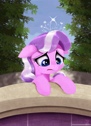 Size: 1950x2700 | Tagged: safe, artist:darksly, diamond tiara, bridge, crusaders of the lost mark, crying, earth pony, female, filly, floppy ears, foal, g4, imported from derpibooru, my little pony: friendship is magic, outdoors, pony, remake, scene interpretation, solo, the pony i want to be