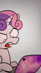 Size: 720x1280 | Tagged: safe, artist:crookedbeetles, button mash, sweetie belle, angry, animated, cheerilee, colt, computer, earth pony, eye clipping through hair, eyebrows, eyebrows visible through hair, female, filly, foal, g4, hat, horn, human, imported from derpibooru, irl, irl human, laptop computer, male, mare, markus persson, notch, photo, pony, propeller hat, question mark, raised eyebrow, sound, tattletail, trio, unicorn, vulgar, webm