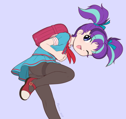 Size: 3064x2882 | Tagged: questionable, artist:pestil, starlight glimmer, alternate hairstyle, banned from derpibooru, cameltoe, clothes, cute, female, glimmerbetes, human, humanized, imported from twibooru, lolicon, looking at you, one eye closed, pantyhose, pigtails, simple background, skirt, smiling, solo, solo female, underage, wink, wip, younger