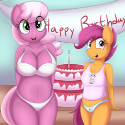 Size: 4134x4122 | Tagged: suggestive, artist:an-tonio, artist:tolpain, scootaloo, anthro, banned from derpibooru, belly button, blue underwear, bra, breasts, busty cheerilee, cheeribetes, cheerilee, clothes, collaboration, cute, female, females only, imported from twibooru, indoors, lingerie, lolicon, looking at you, older, older scootaloo, panties, pink underwear, snoopy, underage, underwear