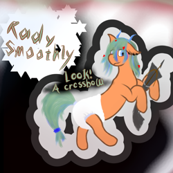 Size: 2000x2000 | Tagged: safe, artist:jack-ponys, oc, oc:rady smoothly, crossbow, cute, daughter, diaper, diapered, ear piercing, earring, earth pony, female, filly, foal, hair accessory, hair bow, hair over one eye, hairpin, imported from derpibooru, looking at you, mare, piercing, pony, spy, talking, weapon