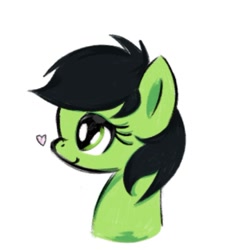 Size: 776x789 | Tagged: safe, artist:darlingadele, oc, oc:filly anon, bust, earth pony, female, filly, foal, heart, imported from derpibooru, oc only, short mane, side view, simple background, smiling, white background