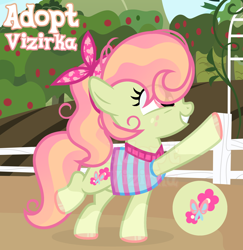 Size: 2333x2402 | Tagged: safe, artist:vi45, oc, adoptable, clothes, earth pony, female, filly, foal, imported from derpibooru, outdoors, pony, quadrupedal, solo, sweater
