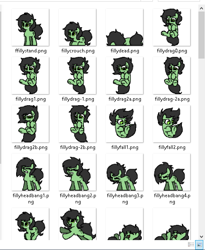 Size: 496x606 | Tagged: safe, artist:plunger, oc, oc:filly anon, carrying, desktop, desktop ponies, dropped, earth pony, female, filly, foal, green background, imported from derpibooru, lying down, microsoft, microsoft windows, oc only, pixel art, pony, shimeji, simple background, solo, sprite, standing