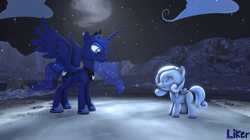 Size: 1280x720 | Tagged: safe, artist:liker5492, princess luna, oc, oc:snowdrop, 3d, alicorn, animated, best friends, blind, child, cloud, cold, crying, cute, dancing, emotional, emotions, fan, fanmade, feels, female, filly, foal, forest, freeze, friends, g4, good, good girl, ice, imported from derpibooru, kid, mare, moon, moonlight, moonrise, mountain, music, my little pony: friendship is magic, nature, night, nostalgia, outdoors, parody, pegasus, pony, princess, sad, silly filly, snow, snowdrop (animation), snowfall, song, source filmmaker, sunshine sunshine, tree, webm, winter