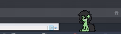 Size: 592x168 | Tagged: safe, artist:plunger, oc, oc:filly anon, animated, carrying, desktop, desktop ponies, dropped, earth pony, female, filly, foal, green background, imported from derpibooru, lying down, mouse cursor, oc only, pixel art, pony, shimeji, simple background, solo, sprite, standing, webm
