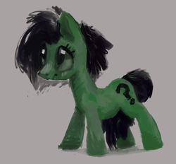 Size: 1631x1516 | Tagged: safe, oc, oc:filly anon, artist needed, big eyes, female, filly, foal, gray background, imported from derpibooru, messy mane, oc only, pony, simple background, solo, wide stance