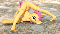 Size: 2800x1600 | Tagged: explicit, artist:littlefisky, scootaloo, 3d, anthro, banned from derpibooru, bottom up, female, imported from twibooru, lolicon, nudity, spread legs, spreading, underage