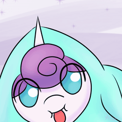 Size: 1026x1026 | Tagged: safe, artist:kelpy, princess flurry heart, :p, alicorn, animated, baby, baby pony, bleh, clothes, costume, cute, eye clipping through hair, female, filly, floating, flurrybetes, foal, g4, gif, imported from derpibooru, loop, magic, magic glow, my little pony best gift ever, my little pony: friendship is magic, pony, signature, solo, star flurry heart, star shaped, stars, telekinesis, tongue out, weapons-grade cute, winter outfit